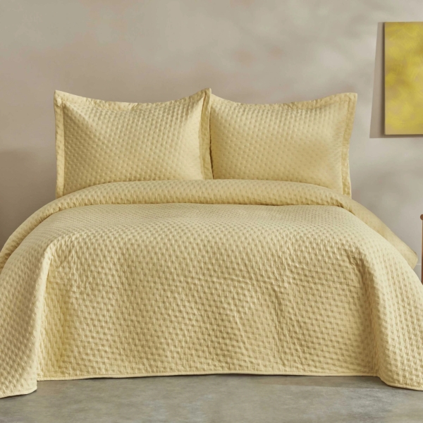 3 Pieces Breeze Soft Double Bedspread Set 230 x 240 cm - Yellow