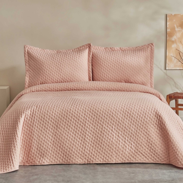 3 Pieces Breeze Soft Double Bedspread Set 230 x 240 cm - Salmon 