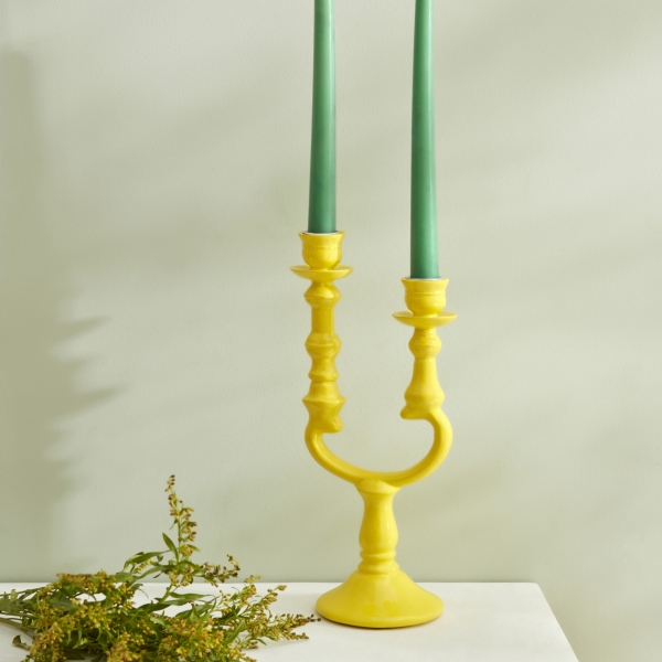 Pop-Art 2 Arms Candlestick 12.5 x 10 x 28.5 cm - Yellow