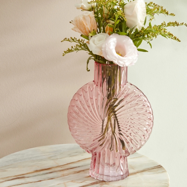 Kenny Glass Decorative Vase 25 x 6.9 x 8.5 Cm - Pink