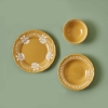 12 Pieces Indian Porcelain Dinner Set - Mustard / White