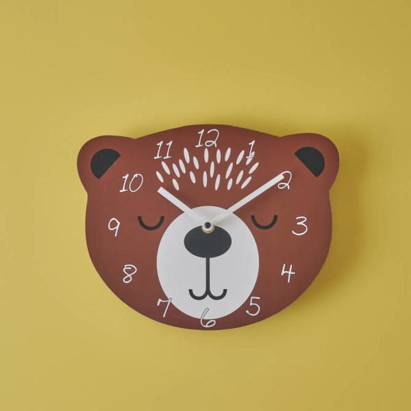 Bear Children's Clock 26 x 28 cm - Brown / White / Black