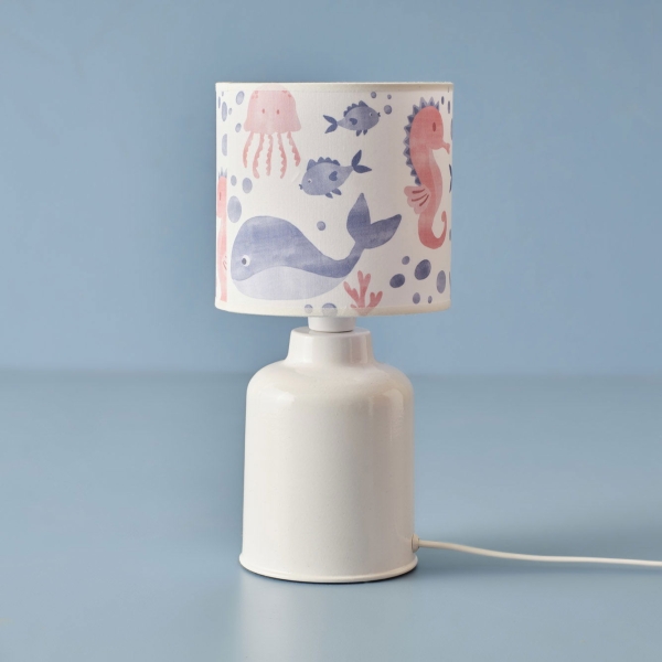 Marine Lampshade 15 x 15 cm - Blue / White / Salmon