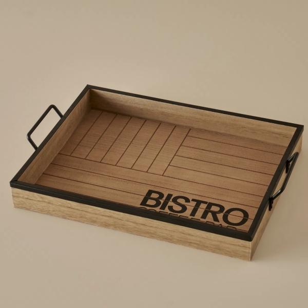 Bistro Tray 41.5 x 30 x 8 cm - Beige / Black