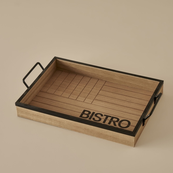 Bistro Tray 36 x 25 x 7.5 cm - Beige / Black