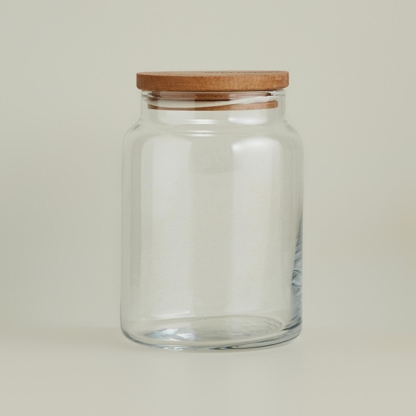 Joye Wooden Lid Jar 890 ml - Transparent / Beige