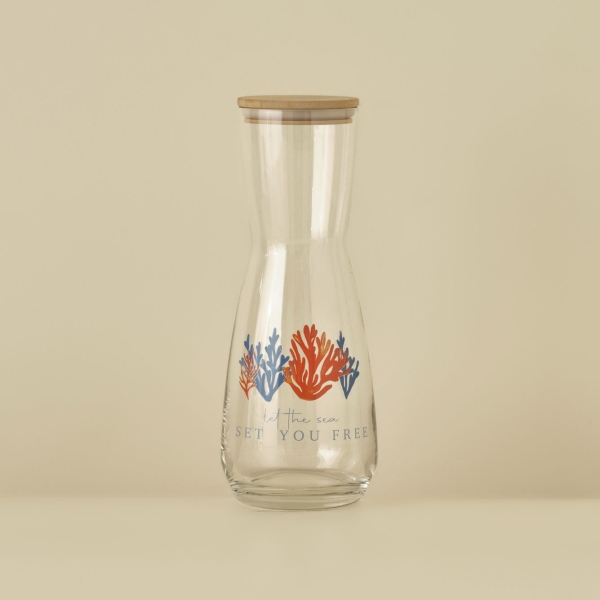 Marine Glass Carafe 1100 ml - Transparent / Blue / Red