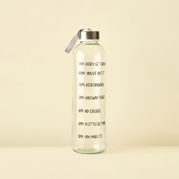 Motto Glass Water Bottle 750 ml - Black