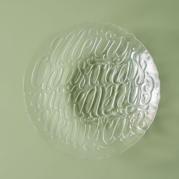 Letters Glass Serving Bowl 32 cm - Transparent