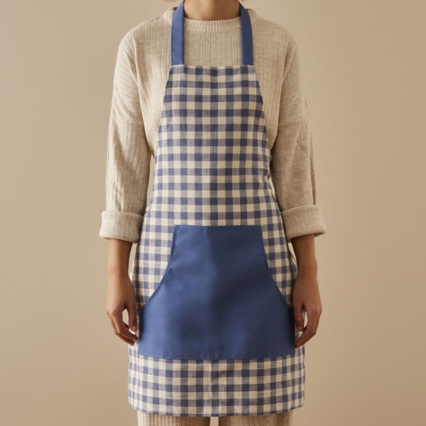 Bleu Blanc Cotton Apron 77 x 54 cm - Blue