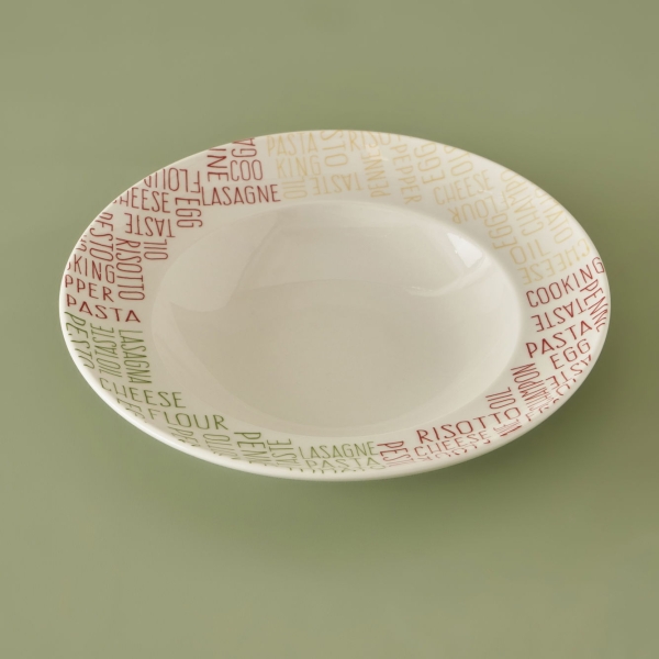 Colored Pasta Porcelain Plate 28 cm - White / Red / Green