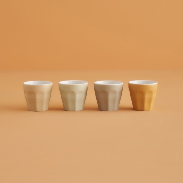 4 Pieces Sipz Coffee Cup Set 90 ml - Mustard / Stone / Beige / Mint