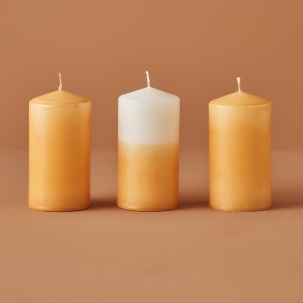 3 Pieces Hill Baton Candle 5 x 11 cm - Mustard