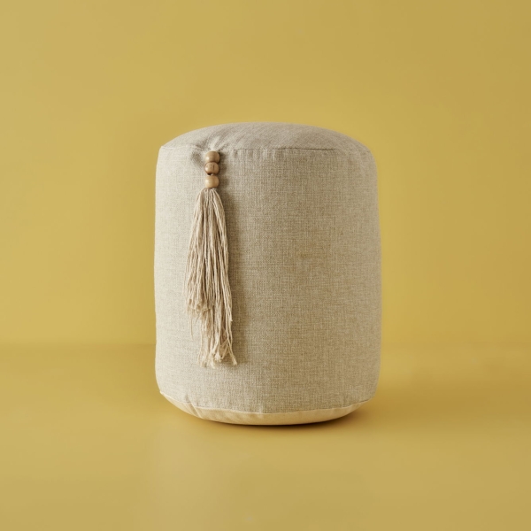 Valer Cylinder Pouf 35 x 37 cm - Beige