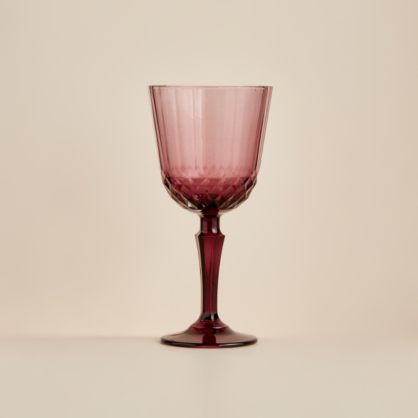 6 Pieces Color Cut Glass Cup Set 310 ml - Dried Rose