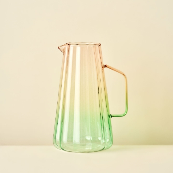 Buckle Glass Jug 1270 ml - Green / Pink / Yellow