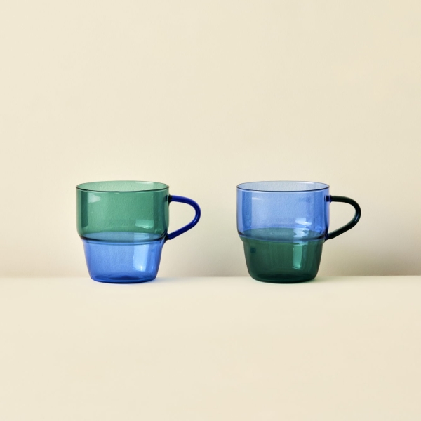 2 Pieces Castel Mug Set 270 ml - Blue / Green