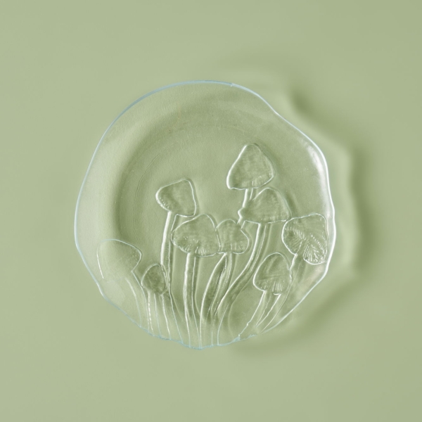 Mushroom Amorphous Glass Plate 21 cm - Transparent