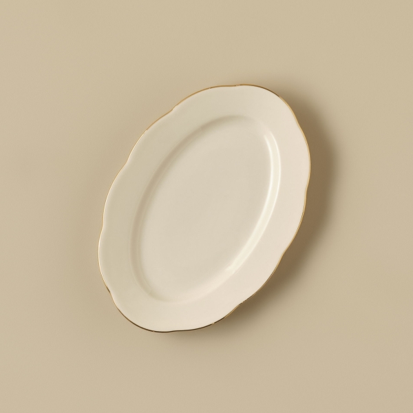 Opal Porcelain Boat Plate 25 cm - White / Gold