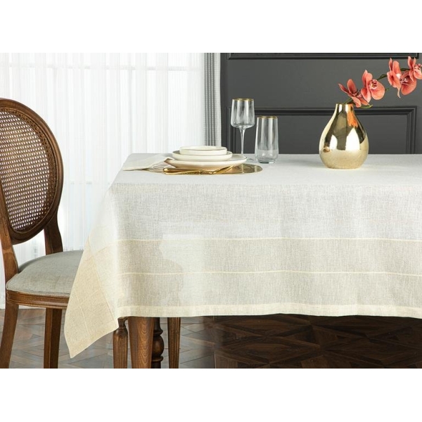 Luxe Linen Look Tablecloth 150x200 cm Beige