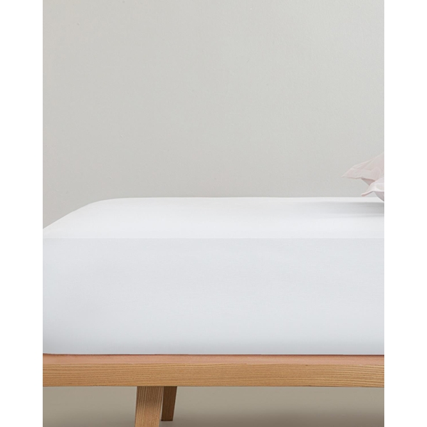 Plain Cotton Double Fitted Sheet 160x200 cm White