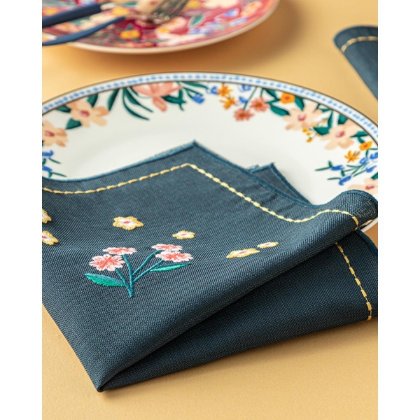 Flower Spree Polyester 2 Set Guest Napkins 38x38 cm Dark Blue