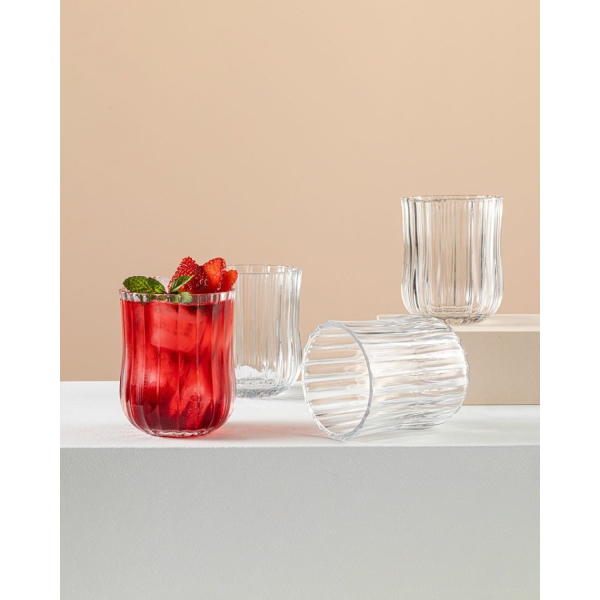 Ricco Glass 4 Set Juice Cups 340 ml Transparent