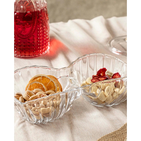 Luly Glass with 2 inserts Appetizers 25 cm Transparent