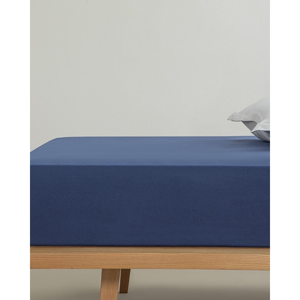 Plain Cotton Double Person Flat Sheet 240x260 cm Midnight Blue