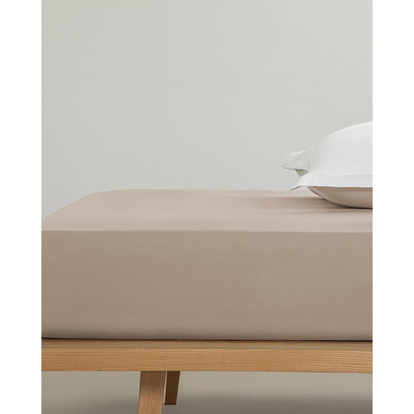 Plain Cotton Double Person Sheet 240x260 cm Light Brown