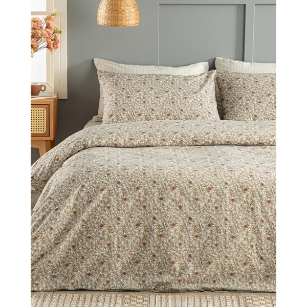 Pure Poppy Easy Iron Single Duvet Cover Set Pack 160x220 cm Beige