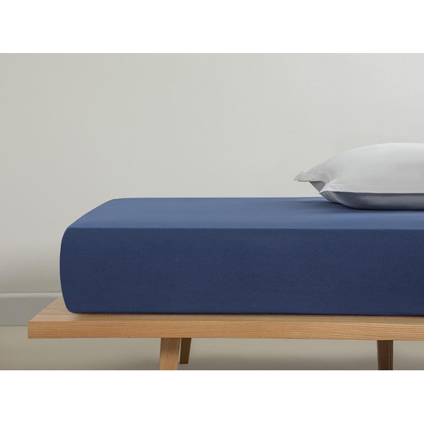 Plain Cotton Single Bed Sheet 160x240 Cm Midnight Blue