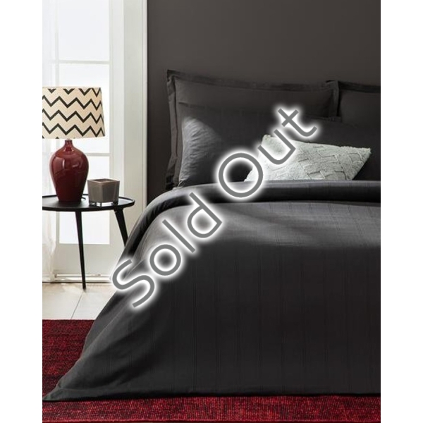 Lystral Striped Cotton Satin Boxed King Size 4 Padded Duvet Cover Set 240x220 cm Anthracite