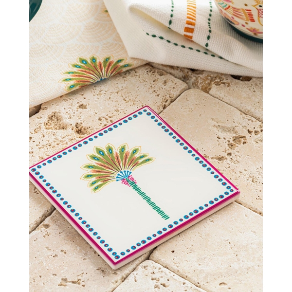 Exotic Palm Silicone Coaster 10.8 cm Colorful