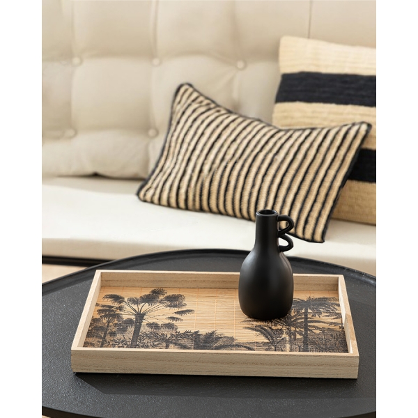 Exotic Palm Bamboo Decorative Tray 40x30x5 Cm Natural-black