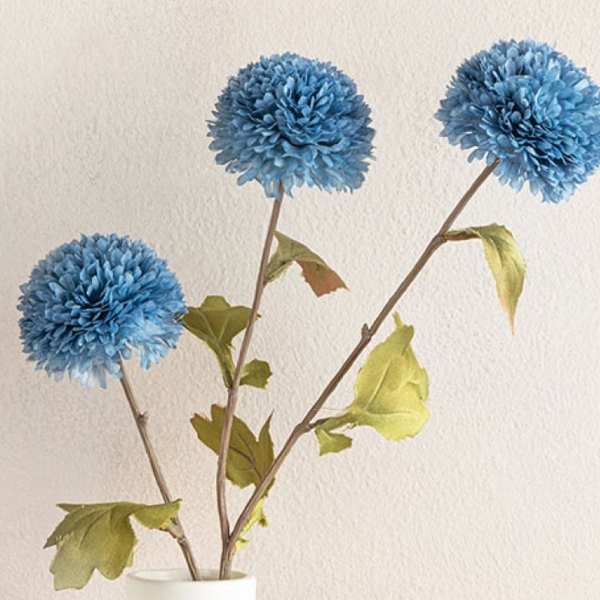 Chrysanthemum Plastic Artificial Flower - One Pc 76 cm Blue