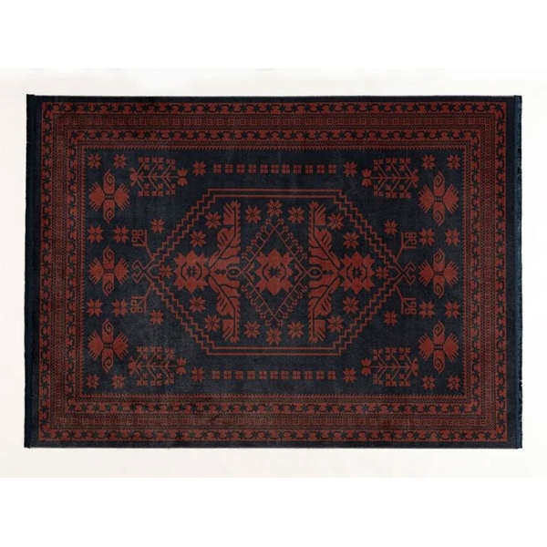 Boho Jacobean Weaved Decorative Carpet 120x180 cm Damson-Navy Blue