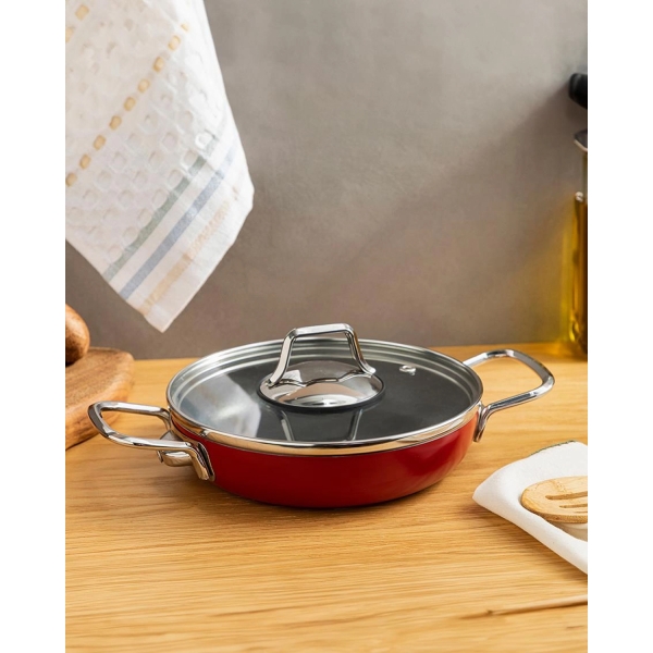 Excellence Aluminum Non-stick Shallow Frying Pan 18 cm Red