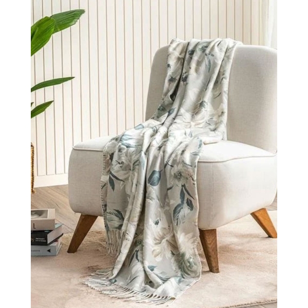 Lerna Printed Chair Shawl 130x170 cm Gray