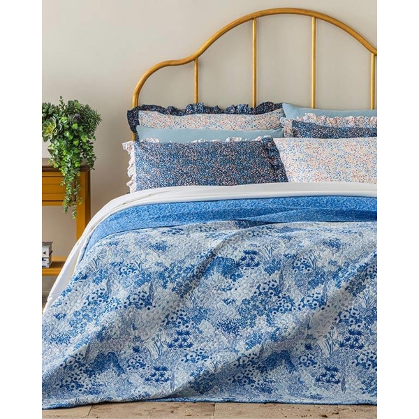 Peaceful Garden Double Person Multi-Purposed Quilt 200x220 cm Blue