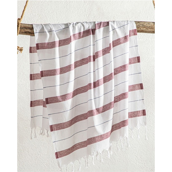 Merisa Cotton Striped Peshtemal 90x150 cm Claret Red