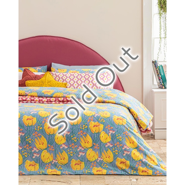 Tulip Paradise Easy Iron Double Person Duvet Cover 200x220 cm Blue