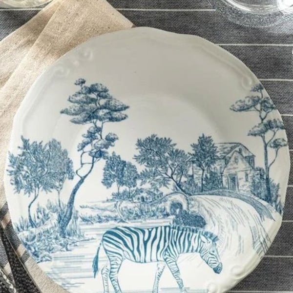 Zebra Porcelain Cake Plate 20 cm Blue