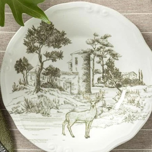 Deer Porcelain Cake Plate 20 cm Green