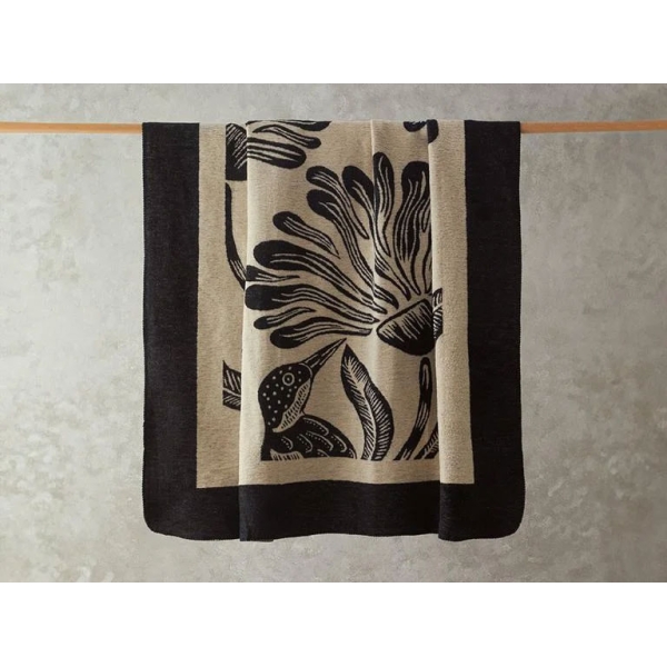 Floreo Cotton Double Blanket 200x220 cm Beige - Black