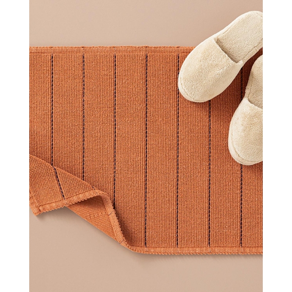 Tressy Cotton Striped Bathroom Mat 50x80 cm Brick Red