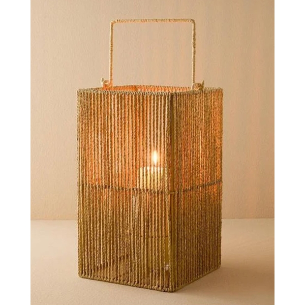 Gloria Wicker Lantern 18x18x31 cm Natural