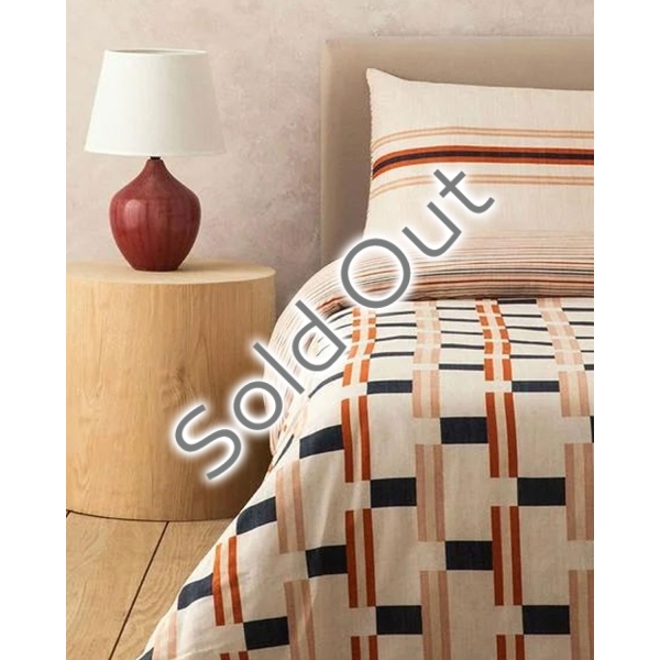 Timeline Soft Cotton with Digital Print For One Person Duvet Cover Set Pack 160x220 cm Terracotta