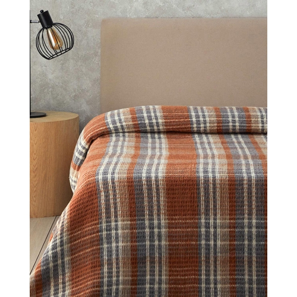 Plaid Waffle Scotch For One Person Blanket 150x200 cm Terracotta