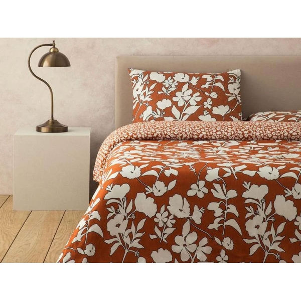 Grandiflora Soft Cotton with Digital Print King Size Duvet Cover Set 240x220 cm Terracotta